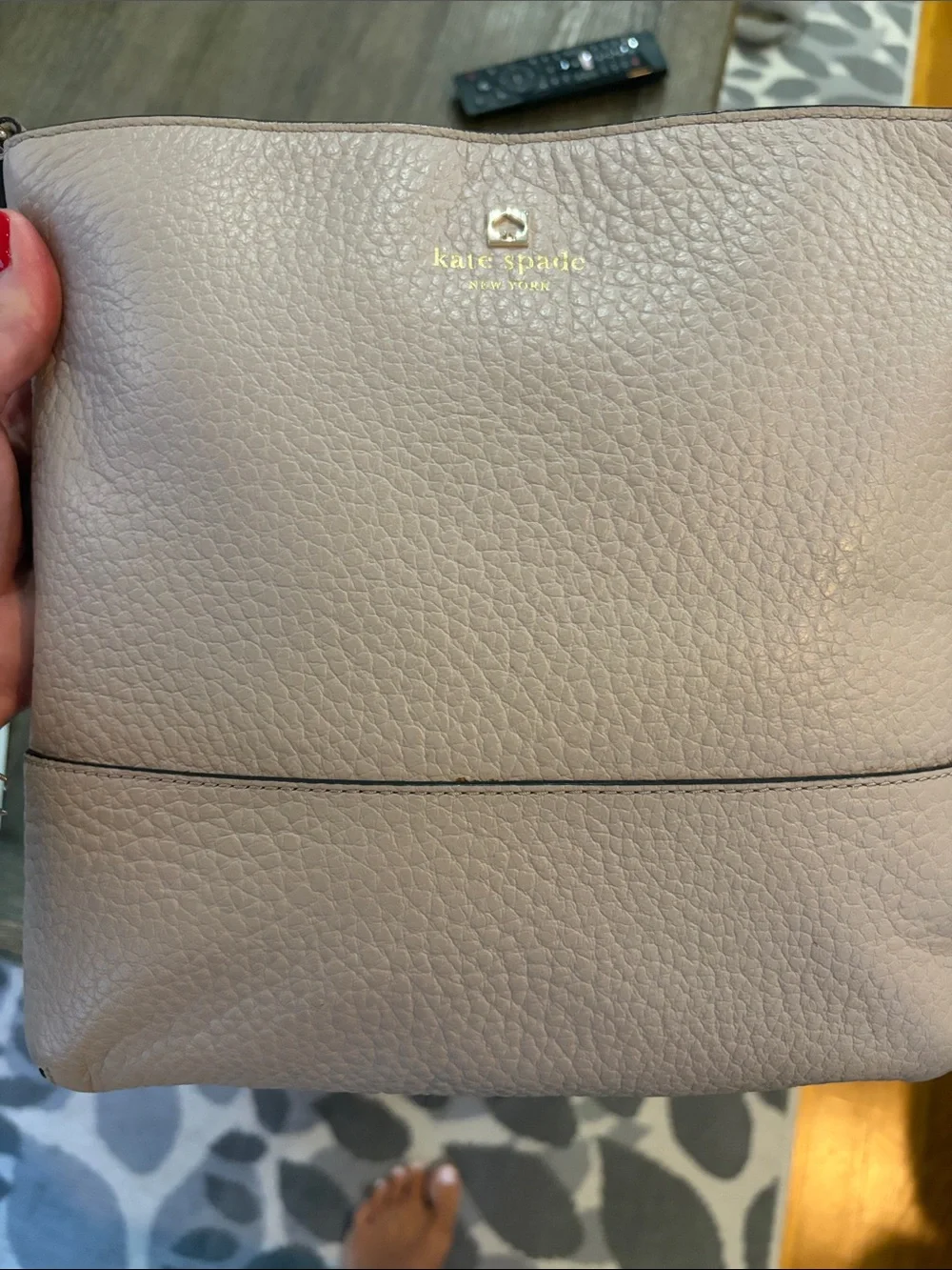 kate spade Pebbled Leather Crossbody in Light Beige